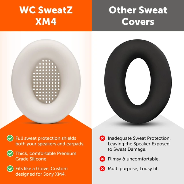 Alt view image 3 of 7 - SweatZ XM4 - Patented Earpad Sweat Covers for Sony WH-1000XM4 Made by Wicked Cushions Made with Premium Silicone, Sweatproof & Easily Washable Beige