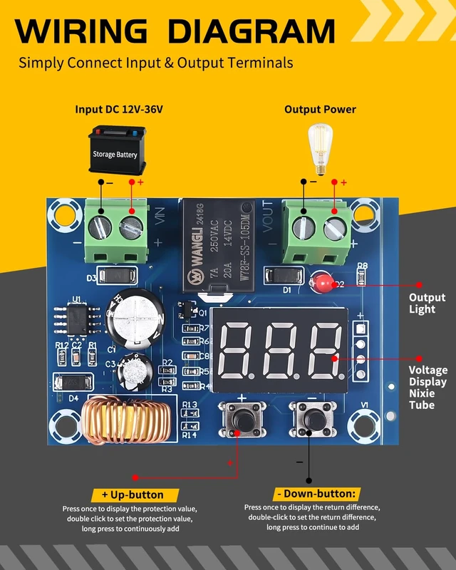 Alt view image 2 of 7 - 6pcs 12V-36V DC Voltage Protection Module Digital Low Voltage Protector Disconnect Switch Over Discharge Protection Module