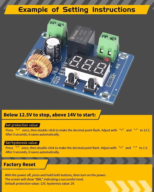 Alt view image 5 of 7 - 6pcs 12V-36V DC Voltage Protection Module Digital Low Voltage Protector Disconnect Switch Over Discharge Protection Module