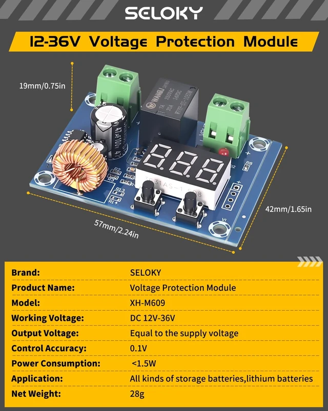 Alt view image 3 of 7 - 6pcs 12V-36V DC Voltage Protection Module Digital Low Voltage Protector Disconnect Switch Over Discharge Protection Module