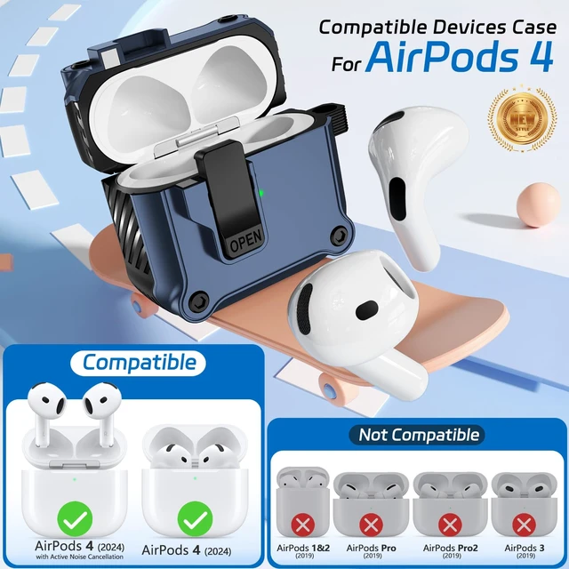 Alt view image 2 of 7 - for AirPods 5/4 Case (2026/2024), with Secure Lock & Auto-Open for Apple AirPods 5/4th Generation Case Cover with Cleaner & Keychain for Men Women, Anti-Scratch Hard Shell Drop Protection