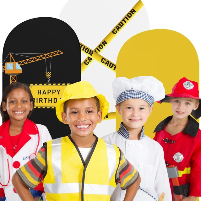Alt view image 5 of 7 - Construction Birthday Party Arch Cover Set of 3, Caution Construction Arch Backdrop Spandex Stretch Backdrop Stand Cover 4ft, 5ft, 6ft, Easy Arch Setup