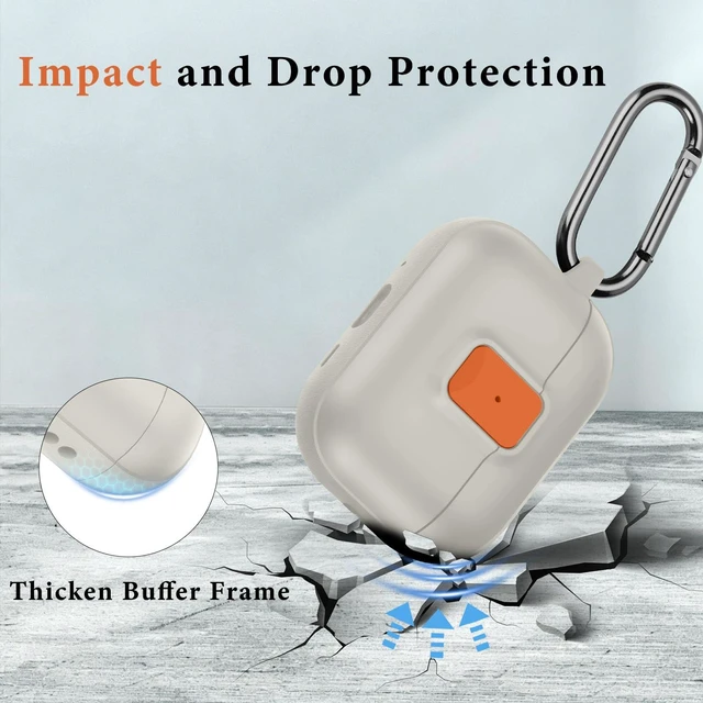 Alt view image 2 of 7 - for AirPods Pro 3 Case, Starlight Orange Compatible with Apple AirPods Pro 3rd Generation Case (2025), Two-Tone Effect, with Safety Lock & Carabiner