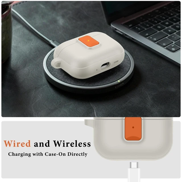 Alt view image 3 of 7 - for AirPods Pro 3 Case, Starlight Orange Compatible with Apple AirPods Pro 3rd Generation Case (2025), Two-Tone Effect, with Safety Lock & Carabiner