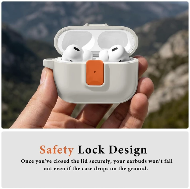 Alt view image 4 of 7 - for AirPods Pro 3 Case, Starlight Orange Compatible with Apple AirPods Pro 3rd Generation Case (2025), Two-Tone Effect, with Safety Lock & Carabiner