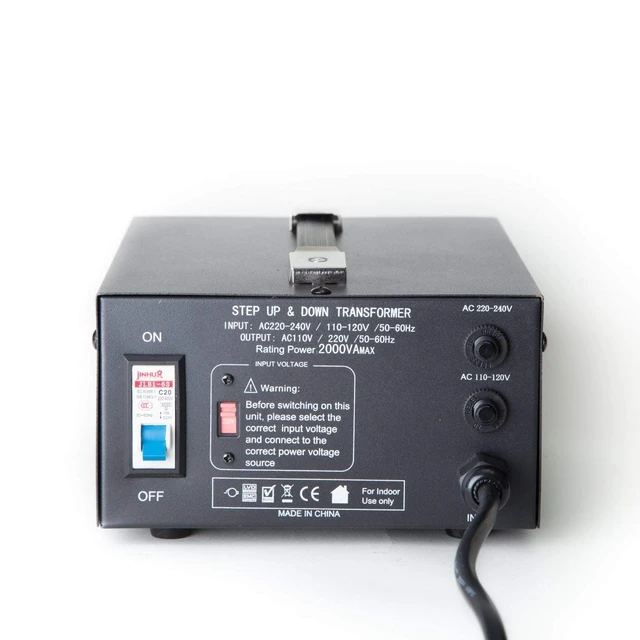 Alt view image 3 of 3 - T Series 2000 Watt Voltage Converter Transformer - Step Up/Down - 110v to 220v / 220v to 110v Power Converter - Circuit Breaker Protection, CE Certified