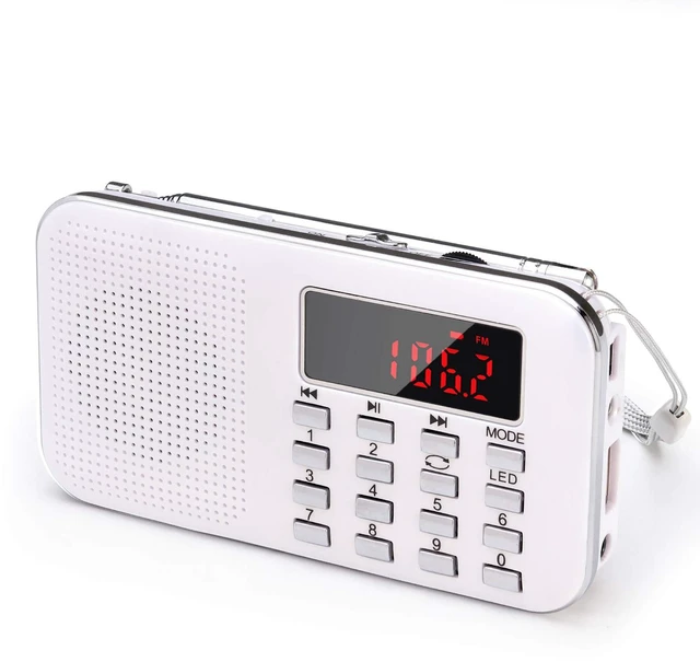 Main image of Mini Portable Radio AM FM Pocket Radio with MP3 Support Micro SD/TF Card/USB Playback, LED Flashlight, Auto Scan Save, 1200mAh Rechargeable Battery Operated, Digital Radios