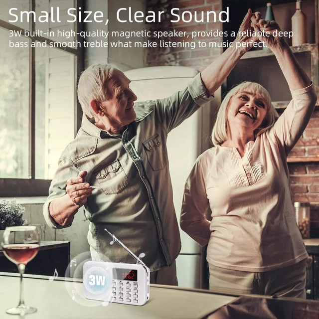 Alt view image 5 of 7 - Mini Portable Radio AM FM Pocket Radio with MP3 Support Micro SD/TF Card/USB Playback, LED Flashlight, Auto Scan Save, 1200mAh Rechargeable Battery Operated, Digital Radios