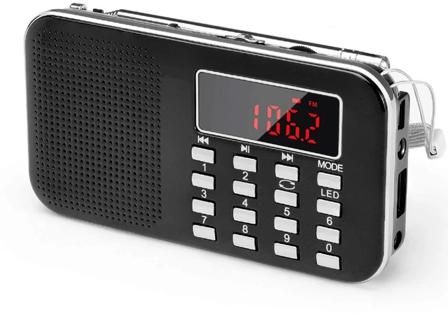 Main image of Mini Portable Radio AM FM Pocket Radio with MP3 Support Micro SD/TF Card/USB Playback, LED Flashlight, Auto Scan Save, 1200mAh Rechargeable Battery Operated, Digital Radios
