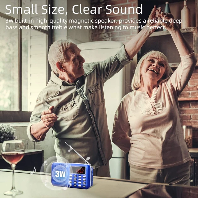 Alt view image 5 of 7 - Mini Portable Radio AM FM Pocket Radio with MP3 Support Micro SD/TF Card/USB Playback, LED Flashlight, Auto Scan Save, 1200mAh Rechargeable Battery Operated, Digital Radios