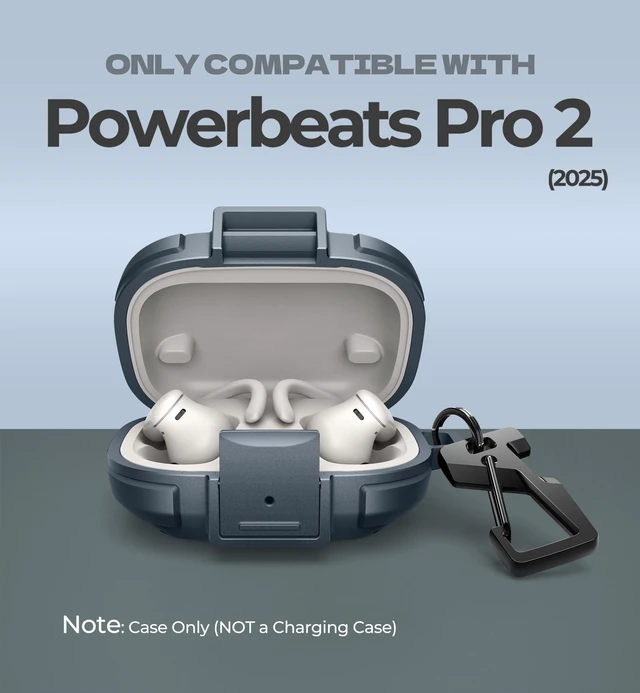 Alt view image 2 of 7 - for Beats Powerbeats Pro 2 Case with Drop-Proof Lock, Shockproof Rugged Bumper Cases Protective Cover with Carabiner & Keyring & Cleaner Kit for Powerbeats Pro 2 (2025) Blue