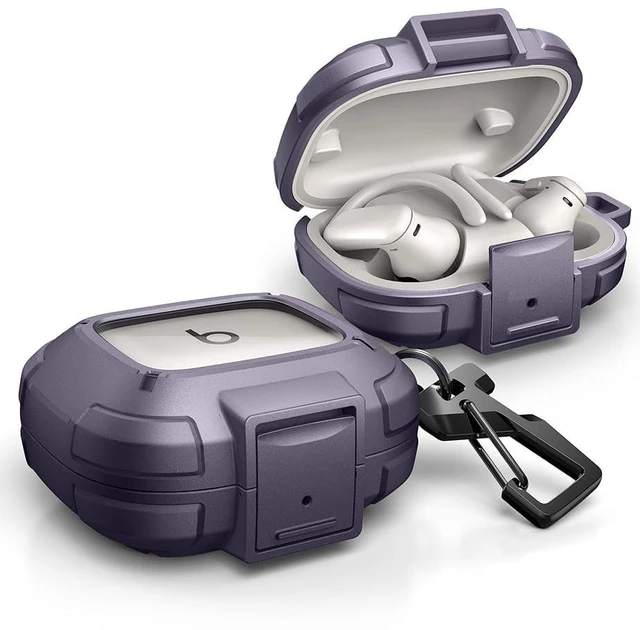 Main image of for Beats Powerbeats Pro 2 Case with Drop-Proof Lock, Shockproof Rugged Bumper Cases Protective Cover with Carabiner & Keyring & Cleaner Kit for Powerbeats Pro 2 (2025) Purple