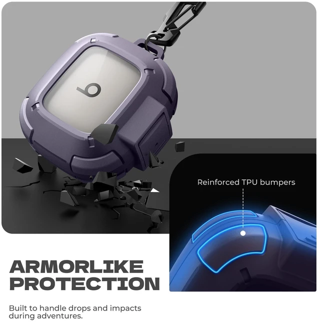 Alt view image 4 of 7 - for Beats Powerbeats Pro 2 Case with Drop-Proof Lock, Shockproof Rugged Bumper Cases Protective Cover with Carabiner & Keyring & Cleaner Kit for Powerbeats Pro 2 (2025) Purple