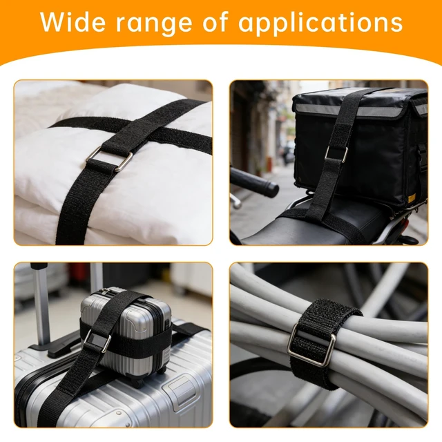 Alt view image 6 of 6 - 2" x32ft Hook and Loop Straps, Long Adjustable Fastening Straps with 20 Metal Buckles, Cut to Length Cinch Straps, Reusable Nylon Securing Cord Ties for Organizer or Storage