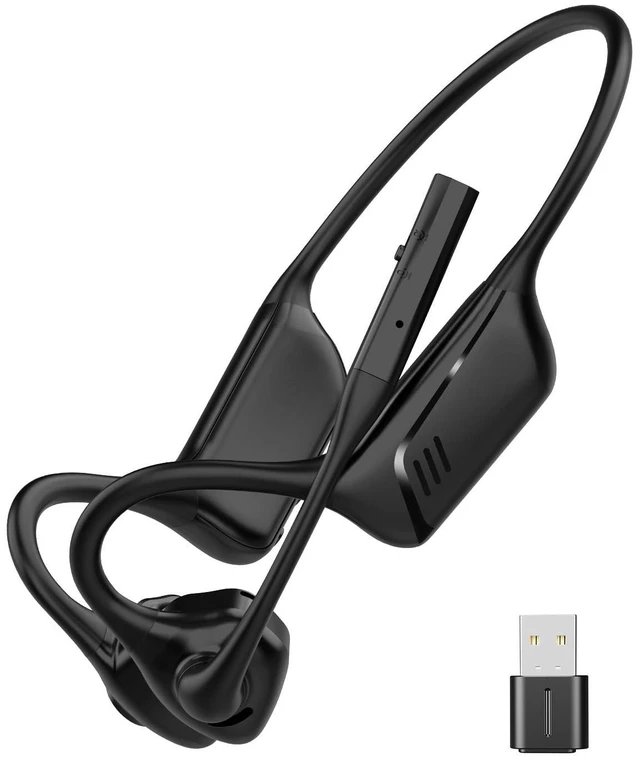 Main image of Open Ear Headphones with Mic, Bluetooth 5.1 Headset, aptX Low Latency Air Conduction Headphone with Mute Button, Lightweight, USB A&C Dongle, Wireless Headset for Online Meeting/Call Center
