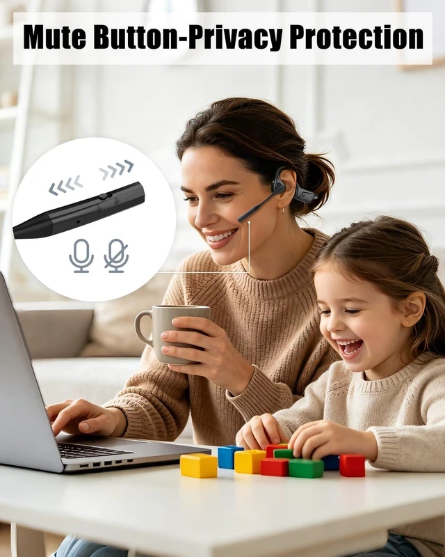 Alt view image 5 of 7 - Open Ear Headphones with Mic, Bluetooth 5.1 Headset, aptX Low Latency Air Conduction Headphone with Mute Button, Lightweight, USB A&C Dongle, Wireless Headset for Online Meeting/Call Center