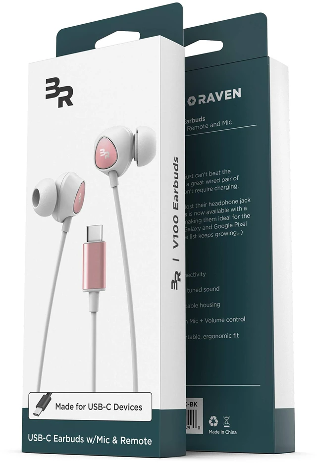 Alt view image 2 of 6 - USB-C Headphones with Mic, in-Ear Wired Earphones with Inline Remote + Microphone for Type-C Phones Including Pixel 6/7/8 Pro, Galaxy S20/S21/Plus/S22/S23/S24/S25 Ultra (V100 Rose Gold)