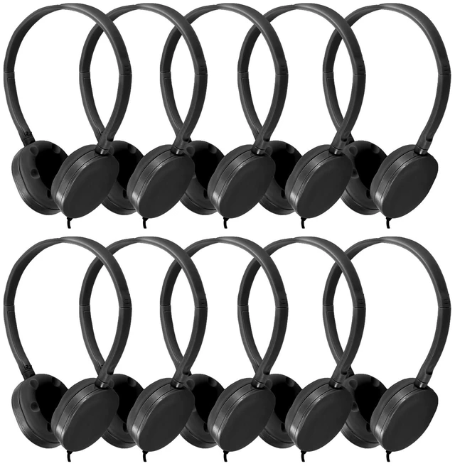 Main image of Bulk Headphones for Classroom School Students Kids Teens Children Gift and Adults,Wholesale Wired Adjustable On Ear Headphones 10 Pack (Black)