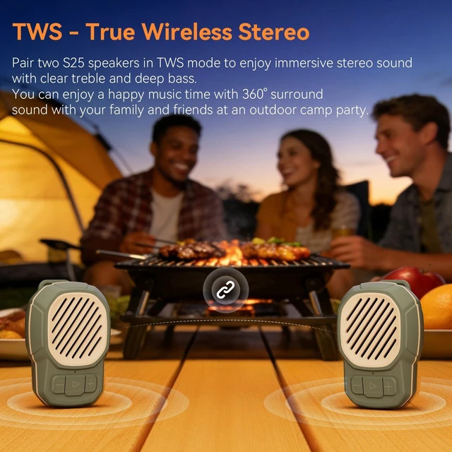 Alt view image 6 of 7 - Wearable Bluetooth Speaker, Magnetic Clip on Mini Speaker, TWS Built-in Mic Small Portable Speaker, IPX6 Waterproof, 2.2oz, 5.4 Bluetooth, Hands-Free Call, Gifts for Men Women, Outdoor Indoor Golf