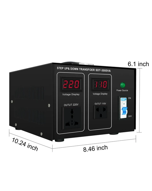 Alt view image 6 of 6 - Step Down/Up Transformer 220v to 110v, 3000W Voltage Converter 110 to 220 120v to 240V Heavy Duty Power Transformer