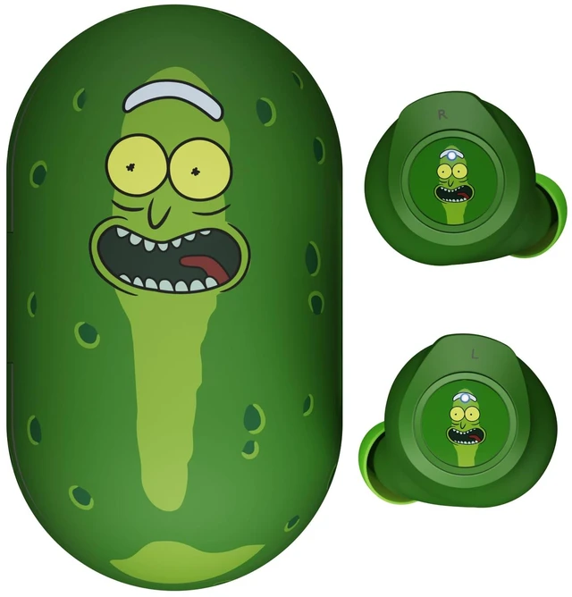 Main image of Rick and Morty Portal Wireless Bluetooth Earbuds with Charging Case, Built-in Mic, 30 Hr Playtime, Officially Licensed Rick and Morty Gifts for Men, Women, Teens and All Fans (Pickle Rick)