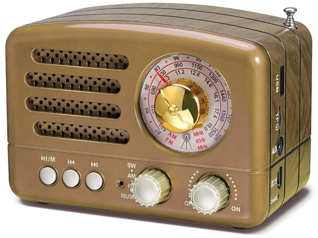 Main image of J-160 Retro Vintage AM FM Radio with Bluetooth Speaker,Gifts for Mom Rechargeable, USB/TF Card Playback, Small Transistor Radios Battery Operated, Rechargeable Radio