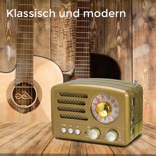 Alt view image 7 of 7 - J-160 Retro Vintage AM FM Radio with Bluetooth Speaker,Gifts for Mom Rechargeable, USB/TF Card Playback, Small Transistor Radios Battery Operated, Rechargeable Radio