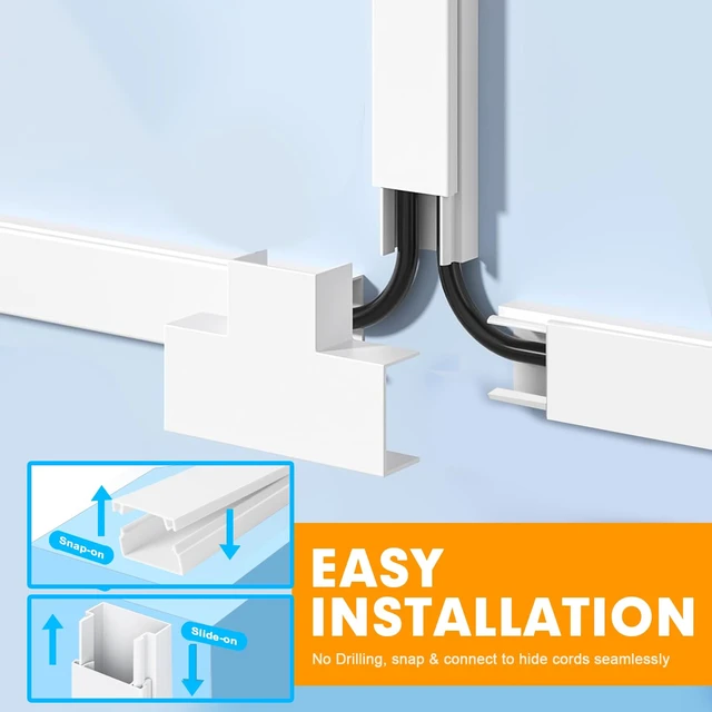 Alt view image 3 of 7 - Cord Hider, 315 Inch Cable Cover Raceway Kit for Cable Management, Wire Covers for Cords, Cord Covers for Wires on Wall, Simple and Easy Installation, 20 Pack Wire Hider, White