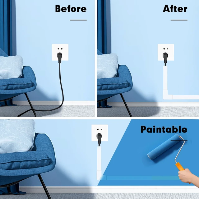 Alt view image 6 of 7 - Cord Hider, 315 Inch Cable Cover Raceway Kit for Cable Management, Wire Covers for Cords, Cord Covers for Wires on Wall, Simple and Easy Installation, 20 Pack Wire Hider, White
