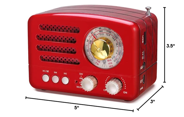 Alt view image 7 of 7 - J-160 Retro Vintage AM FM Radio with Bluetooth Speaker,Gifts for Mom Rechargeable, USB/TF Card Playback, Small Transistor Radios Battery Operated, Rechargeable Radio