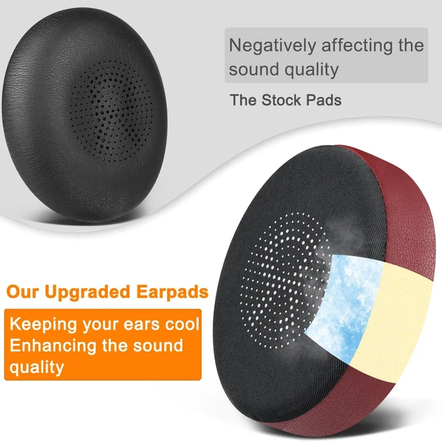 Alt view image 5 of 5 - Cooling Gel Earpads Replacement for Jabra Evolve2 65 (Evolve 2 65MS 65UC MS UC)/Evolve2 40 (40UC 40MS USB)/Elite 45h On-Ear Wireless Headset, Ear Pads Cushions with Ice Silk Fabric - Burgundy