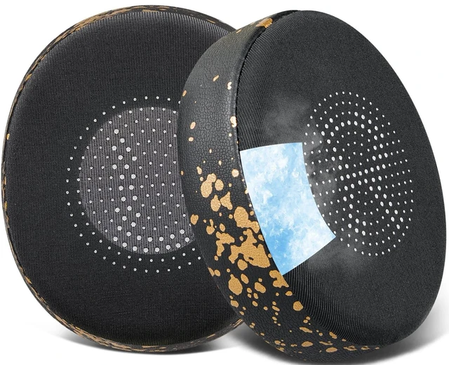 Main image of Cooling Gel Earpads Replacement for Jabra Evolve2 65 (Evolve 2 65MS 65UC MS UC)/Evolve2 40 (40UC 40MS USB)/Elite 45h On-Ear Wireless Headset, Ear Pads Cushions with Ice Silk Fabric -Black Gold
