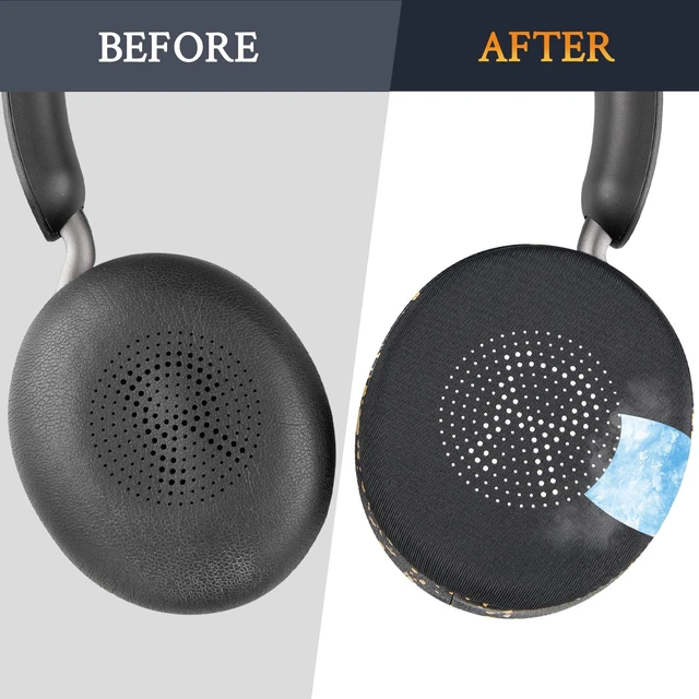 Alt view image 5 of 7 - Cooling Gel Earpads Replacement for Jabra Evolve2 65 (Evolve 2 65MS 65UC MS UC)/Evolve2 40 (40UC 40MS USB)/Elite 45h On-Ear Wireless Headset, Ear Pads Cushions with Ice Silk Fabric -Black Gold