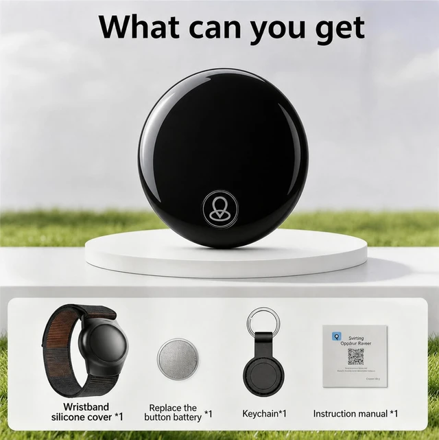 Alt view image 6 of 7 - GPS Tracker for Kids, Real-Time Smart GPS Tracking Device for Seniors w/Wearable Wristband & Keychain Design, No Monthly Fee/No SIM Card, Lightweight Locator Works w/iOS Find My Apple MFi Certified