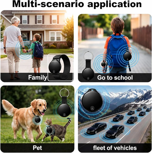 Alt view image 7 of 7 - GPS Tracker for Kids, Real-Time Smart GPS Tracking Device for Seniors w/Wearable Wristband & Keychain Design, No Monthly Fee/No SIM Card, Lightweight Locator Works w/iOS Find My Apple MFi Certified