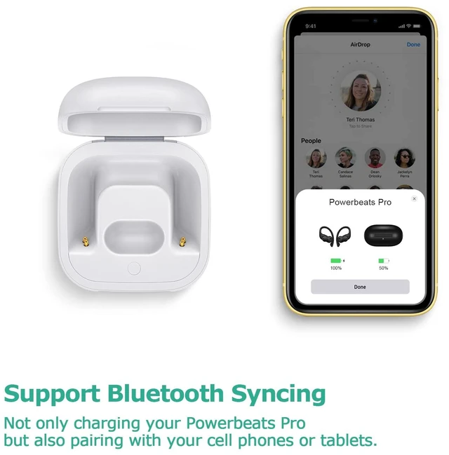 Alt view image 4 of 7 - Charging Case Replacement Compatible with Powerbeats Pro Charger with Bluetooth Pairing Sync Button & 700mAh Built-in Battery (Not Include Power Beats Earbuds) White