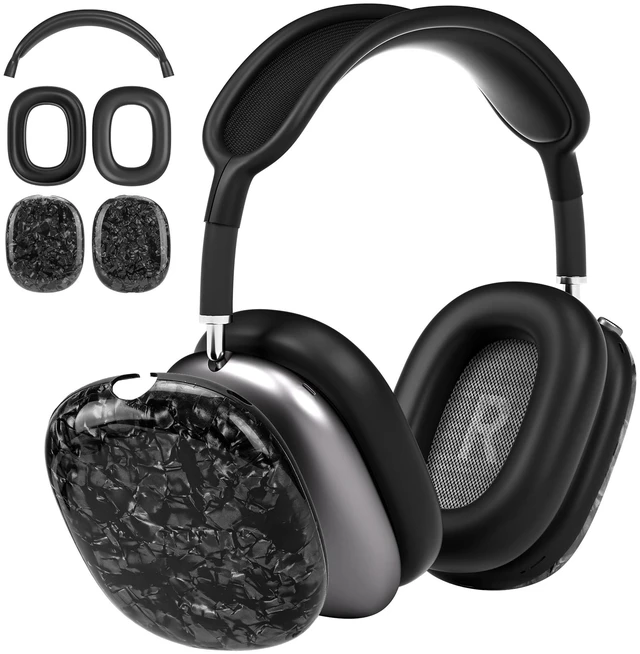 Main image of TPU Case Cover for AirPods Max Headphones, Black Pearl Shell TPU Ear Cups Case, Ear Pads, Headband Silicone Cover, Compatible with Apple AirPod Max Accessories Protector
