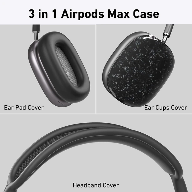 Alt view image 2 of 7 - TPU Case Cover for AirPods Max Headphones, Black Pearl Shell TPU Ear Cups Case, Ear Pads, Headband Silicone Cover, Compatible with Apple AirPod Max Accessories Protector