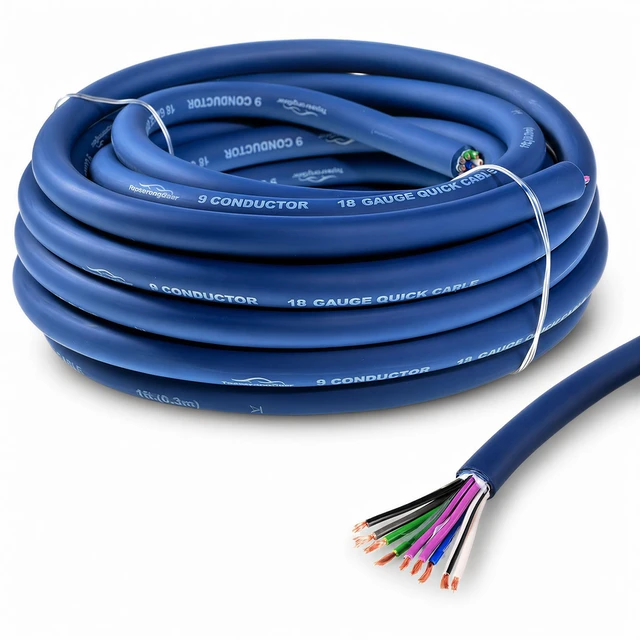 Main image of 20 Feet 9-Conductor Speaker Cable, 18AWG 100% OFC, 4-Channel Speaker Wire and Remote Wire (18 Gauge)