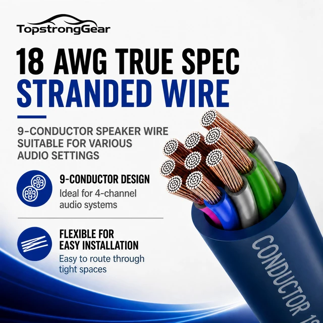 Alt view image 4 of 7 - 20 Feet 9-Conductor Speaker Cable, 18AWG 100% OFC, 4-Channel Speaker Wire and Remote Wire (18 Gauge)