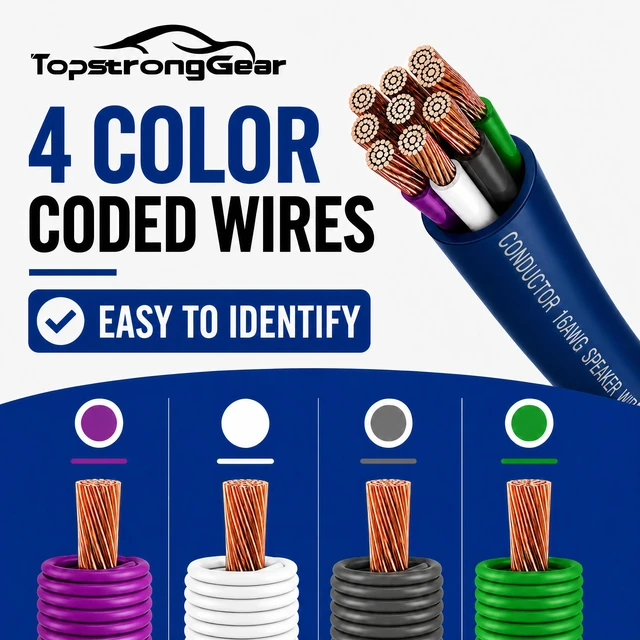 Alt view image 6 of 7 - 20 Feet 9-Conductor Speaker Cable, 18AWG 100% OFC, 4-Channel Speaker Wire and Remote Wire (18 Gauge)