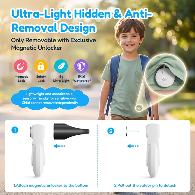 Alt view image 5 of 7 - Otag GPS Tracker for Kids, Bluetooth Child Tracker & Tracking Device 2 Pack for Children Safety, Key Finder Pet Backpack Locator, Find My App Compatible iPhone iPad iOS Devices, No Monthly Fee