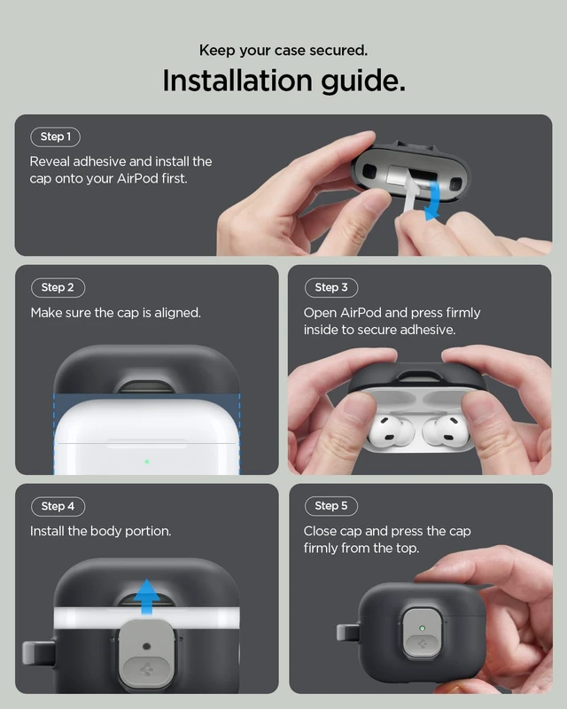 Alt view image 2 of 7 - Nano Pop Designed for AirPods Pro 3 Case (2025) with Lock Two-Tone Secure Locking Clip, Carabiner Included, Wireless Charging Compatible - Black Sesame