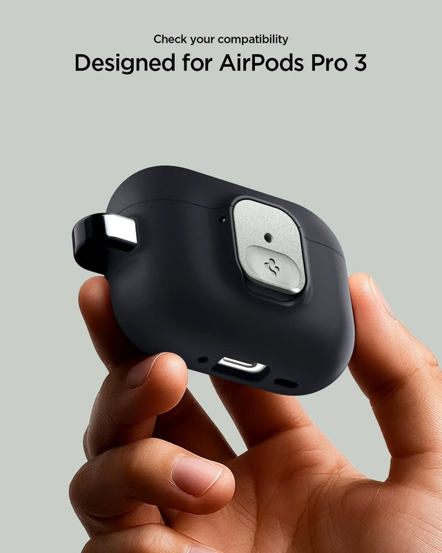 Alt view image 3 of 7 - Nano Pop Designed for AirPods Pro 3 Case (2025) with Lock Two-Tone Secure Locking Clip, Carabiner Included, Wireless Charging Compatible - Black Sesame