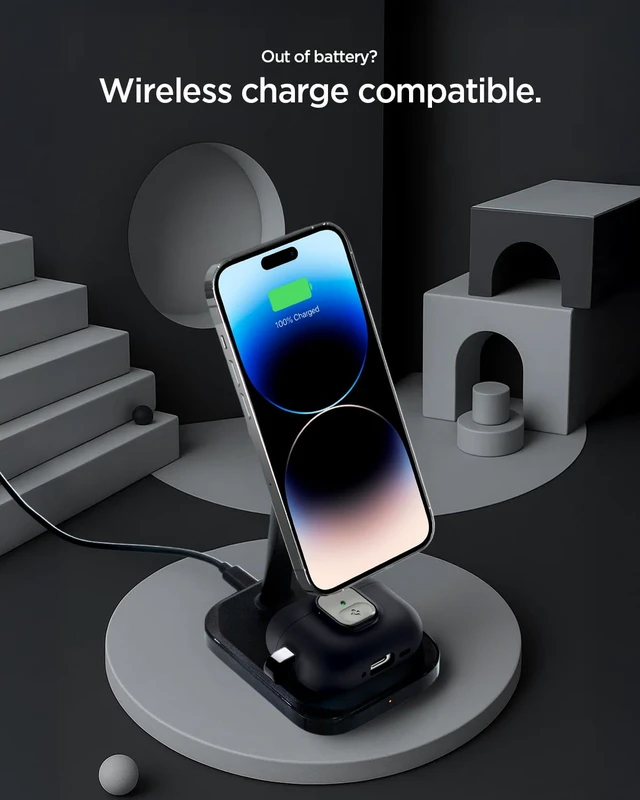Alt view image 5 of 7 - Nano Pop Designed for AirPods Pro 3 Case (2025) with Lock Two-Tone Secure Locking Clip, Carabiner Included, Wireless Charging Compatible - Black Sesame