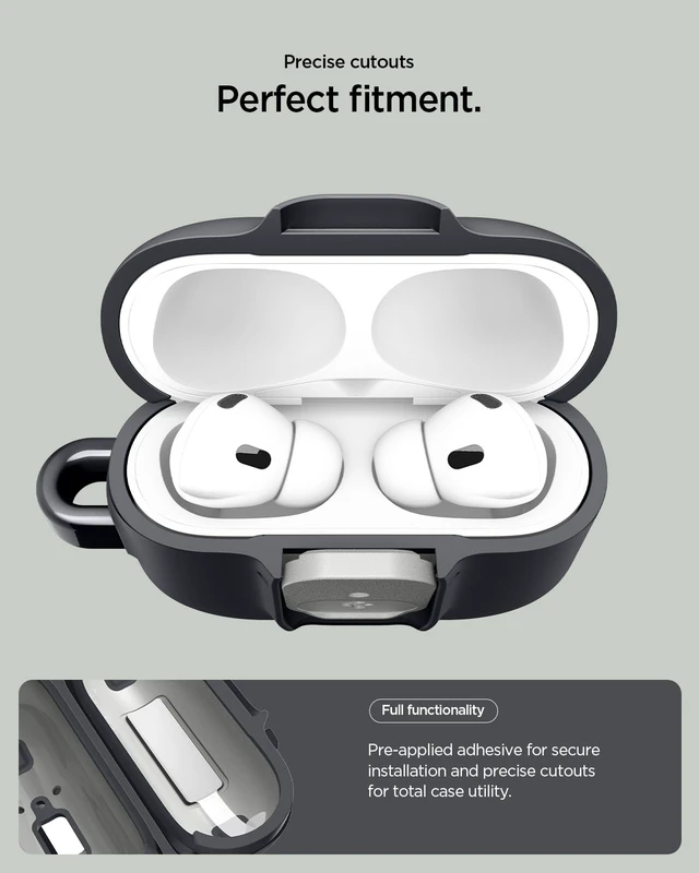 Alt view image 6 of 7 - Nano Pop Designed for AirPods Pro 3 Case (2025) with Lock Two-Tone Secure Locking Clip, Carabiner Included, Wireless Charging Compatible - Black Sesame