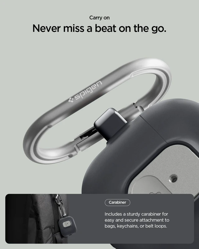 Alt view image 7 of 7 - Nano Pop Designed for AirPods Pro 3 Case (2025) with Lock Two-Tone Secure Locking Clip, Carabiner Included, Wireless Charging Compatible - Black Sesame