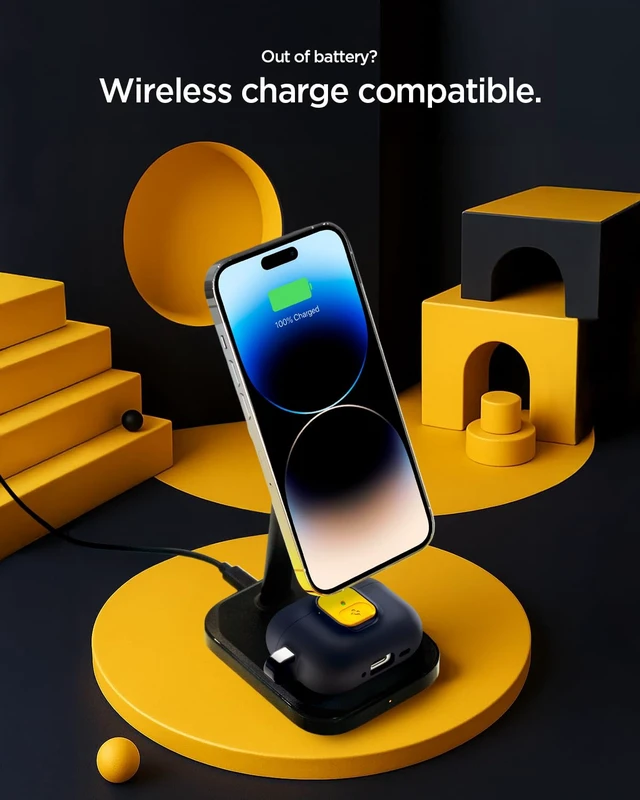 Alt view image 6 of 6 - Nano Pop Designed for AirPods Pro 3 Case (2025) with Lock Two-Tone Secure Locking Clip, Carabiner Included, Wireless Charging Compatible - Blueberry Navy