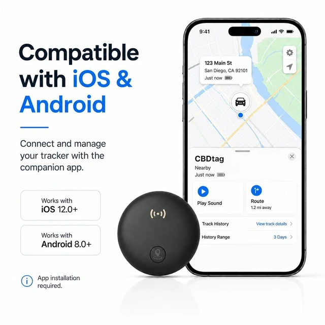 Alt view image 2 of 7 - GPS Tracker for Vehicle, Undetectable Car Tracker for Android & iOS 3-Day Location History, No Monthly Fee No SIM, IP68 Waterproof, Real-Time Tracking with Magnetic Case, 365-Day Battery Life