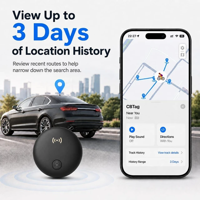 Alt view image 3 of 7 - GPS Tracker for Vehicle, Undetectable Car Tracker for Android & iOS 3-Day Location History, No Monthly Fee No SIM, IP68 Waterproof, Real-Time Tracking with Magnetic Case, 365-Day Battery Life